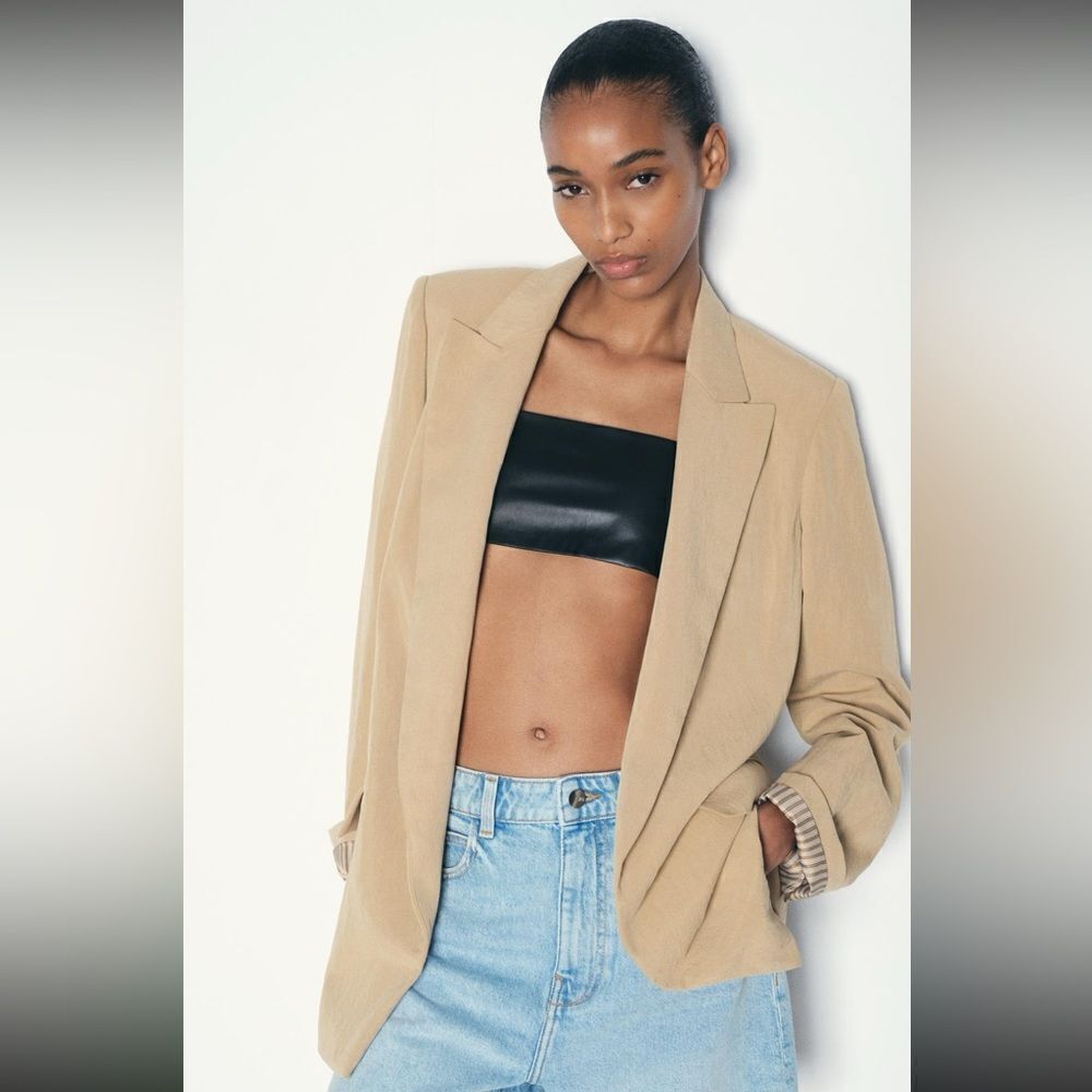 ZARA BLAZER WITH ROLLED-UP SLEEVES SIZE MEDIUM